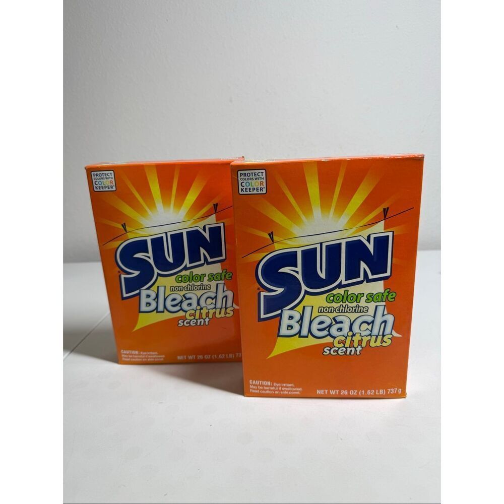 Lot of 2 Sun Color Safe Bleach Non-Chlorine Citrus Scent Powder Rare